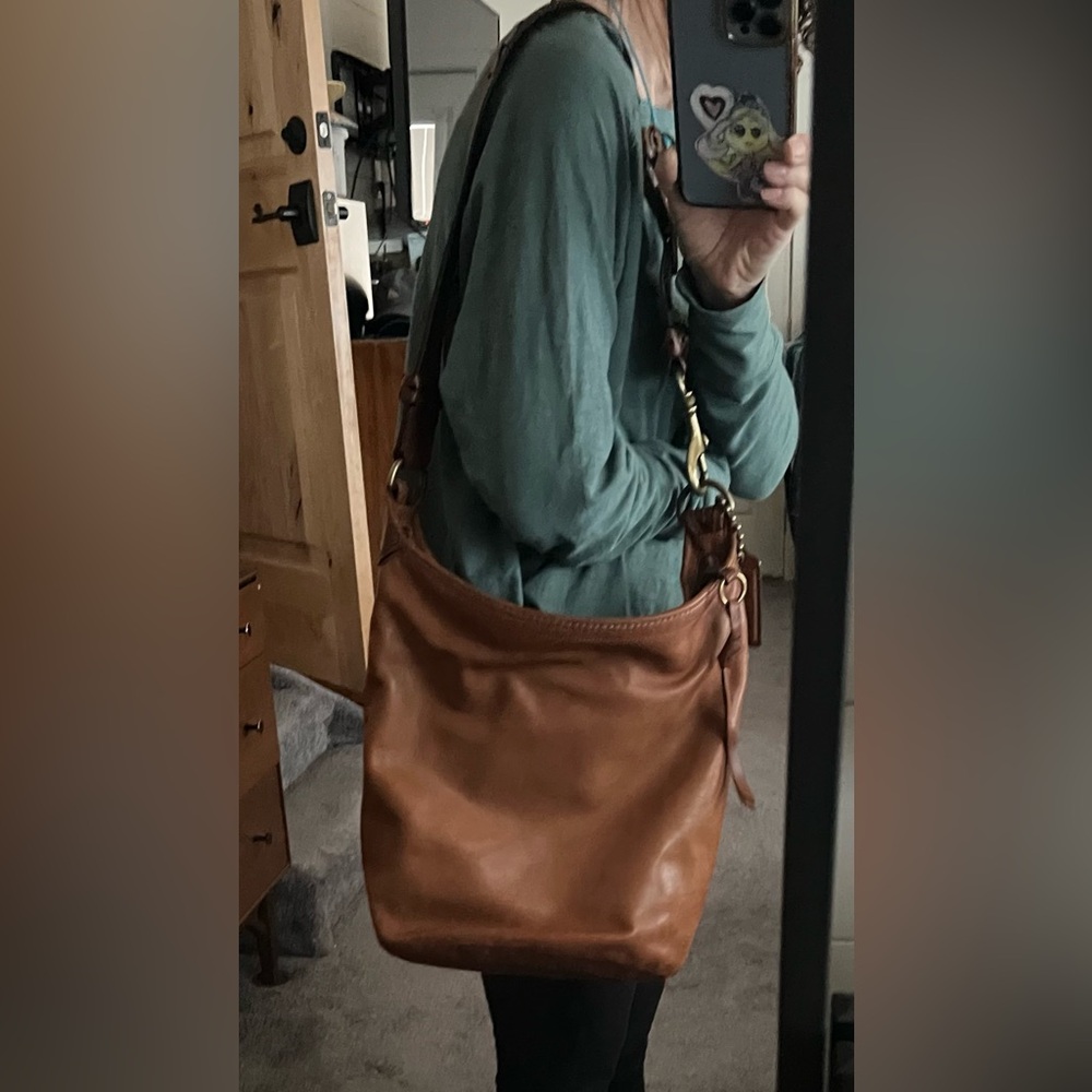 Coach British Tan Leather Duffel/Crossbody/Shoulder bag